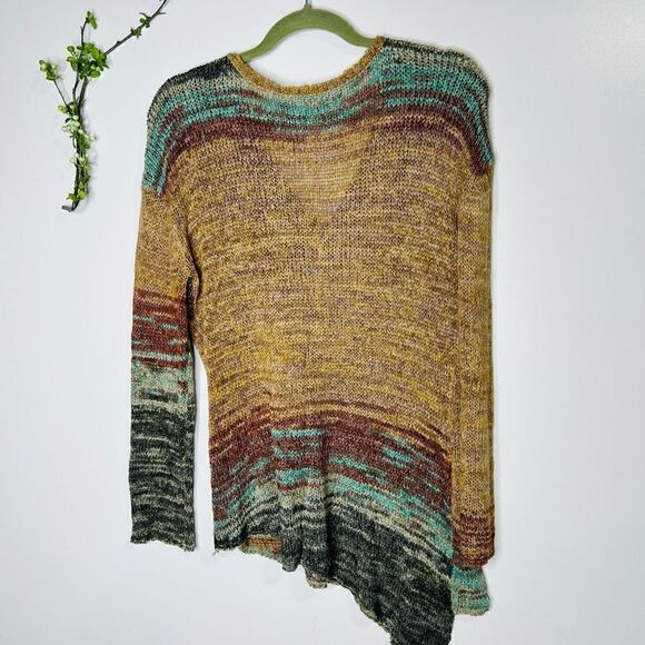 PrAna Asymmetrical Knit Earth Tones Oversized V-neck Sweater - Picture 7 of 9